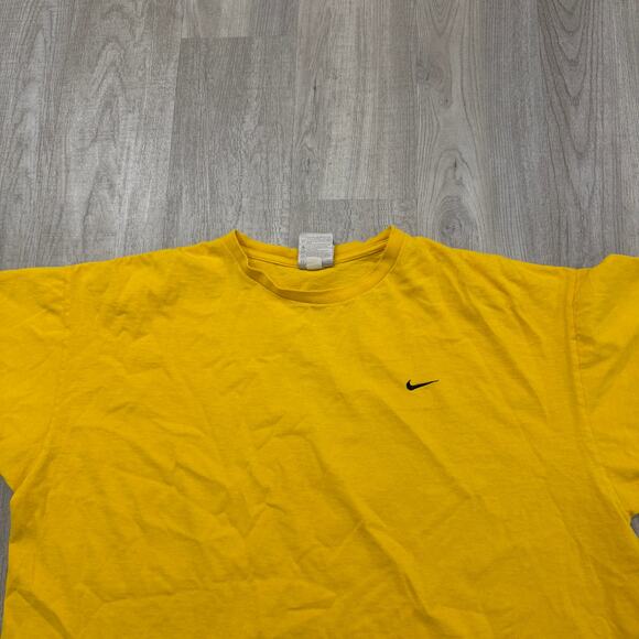 Vintage Nike Swoosh Shirt Men's 2XL Boxy Yellow 90s Logo Check Embroidered - Picture 2 of 7